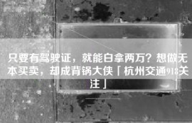 只要有驾驶证，就能白拿两万？想做无本买卖，却成背锅大侠「杭州交通918关注」