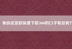 身份证贷款快速下款3000的口子有没有？