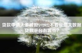 贷款申请太多被拒，2022不看征信大数据贷款平台有哪些？