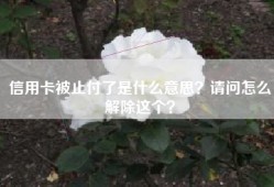 信用卡被止付了是什么意思？请问怎么解除这个？