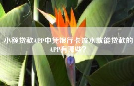 小额贷款APP中凭银行卡流水就能贷款的APP有哪些？