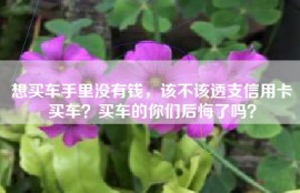 想买车手里没有钱，该不该透支信用卡买车？买车的你们后悔了吗？