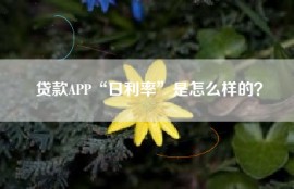 贷款APP“日利率”是怎么样的？