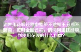 如果用花呗过程中始终不逾期不分期不超额，按时全额还款，请问阿里还能赚到使用花呗的什么利益？