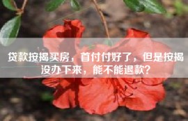 贷款按揭买房，首付付好了，但是按揭没办下来，能不能退款？