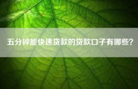 五分钟能快速贷款的贷款口子有哪些？