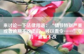 来讨论一下法律用语：“情节特别严重或者逾期不改正的，可以责令……”中的“逾期不改