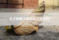 正大财富小额贷款上征信吗？