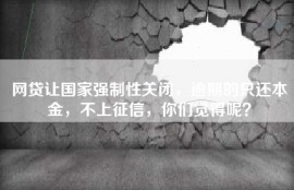 网贷让国家强制性关闭，逾期的只还本金，不上征信，你们觉得呢？