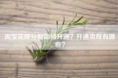 淘宝花呗分期如何开通？开通流程有哪些？