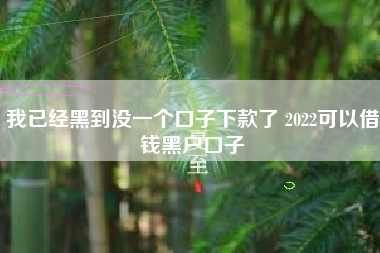 我已经黑到没一个口子下款了 2022可以借钱黑户口子