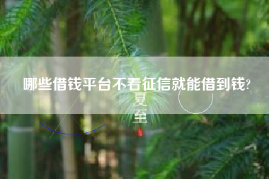 哪些借钱平台不看征信就能借到钱?