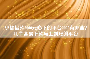 小额借款3000元必下的平台2022有哪些？几个容易下款马上到账的平台