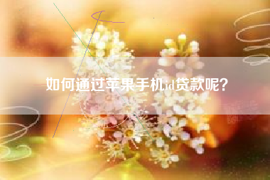 如何通过苹果手机id贷款呢？