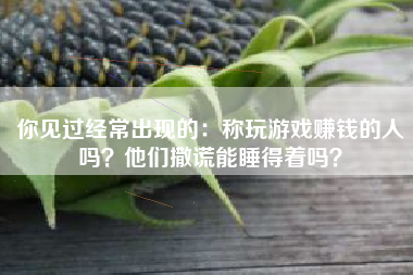 你见过经常出现的：称玩游戏赚钱的人吗？他们撒谎能睡得着吗？