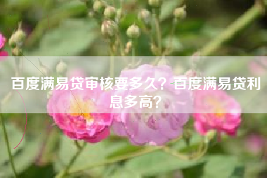 百度满易贷审核要多久？百度满易贷利息多高？