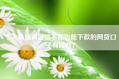 个人负债高征信不花也能下款的网贷口子有哪些？