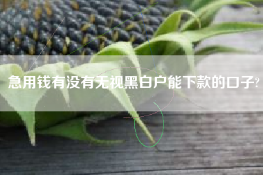 急用钱有没有无视黑白户能下款的口子?