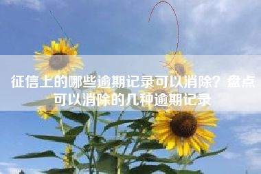 征信上的哪些逾期记录可以消除？盘点可以消除的几种逾期记录