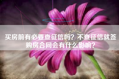 买房前有必要查征信吗？不查征信就签购房合同会有什么影响？