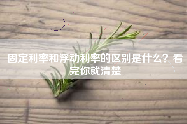 固定利率和浮动利率的区别是什么？看完你就清楚