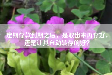 定期存款到期之后，是取出来再存好，还是让其自动转存的好？