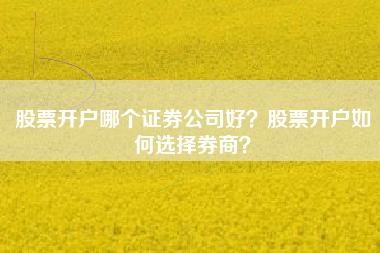 股票开户哪个证券公司好？股票开户如何选择券商？